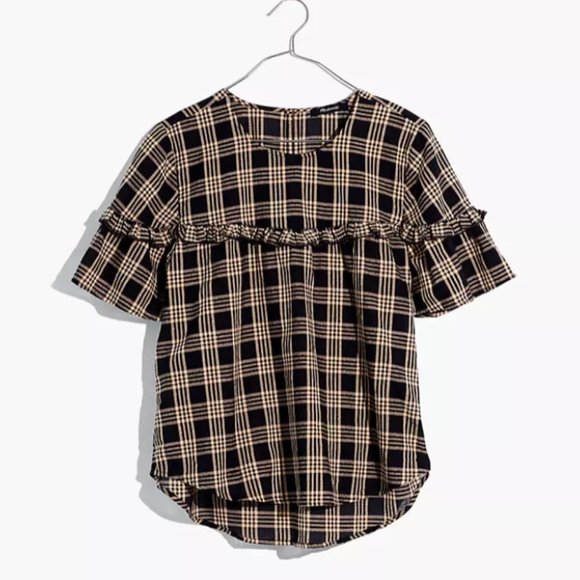 Madewell Ruffle-Yoke Top in Metallic Plaid - Picture 5 of 5